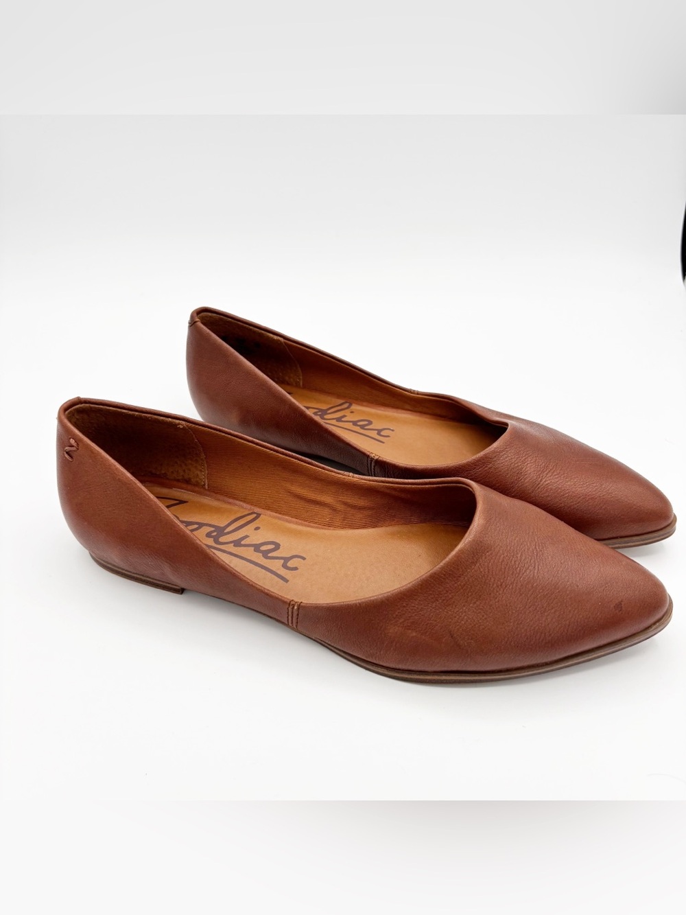Zodiac Leather Pointed Toe Flats